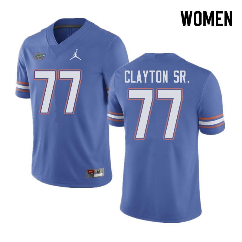 NCAA Florida Gators Antonneous Clayton Sr. Women's #77 Jordan Brand Blue Stitched Authentic College Football Jersey CZY5164RZ